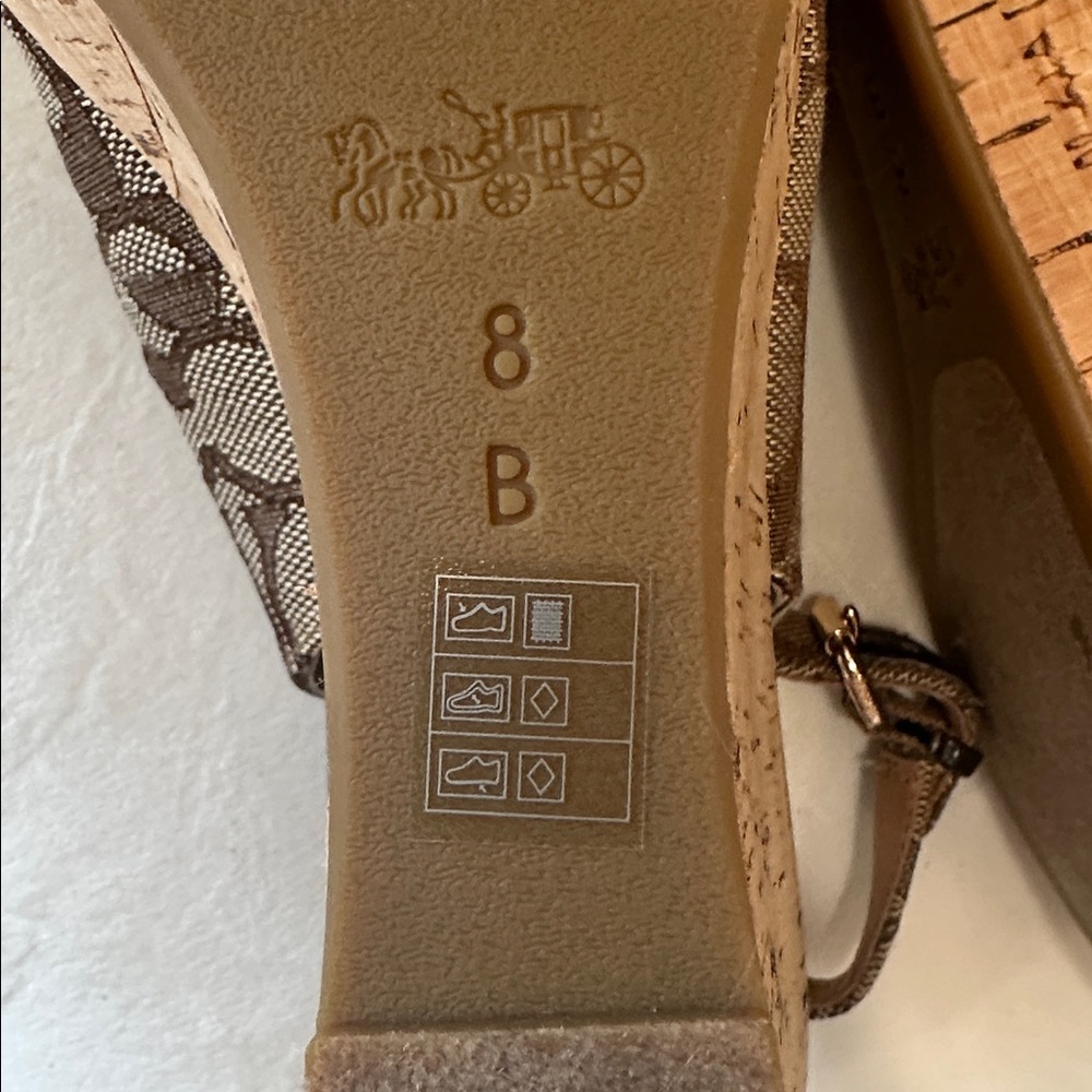 Coach Tan and Brown Patterned Wedges - Picture 7 of 8